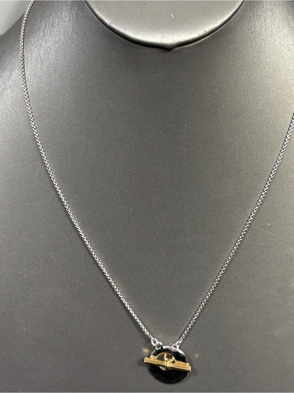 All Saints Necklace Gold Silver Tone Toggle 20" Two-Tone
